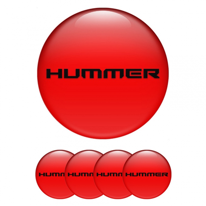 Hummer Emblem for Center Wheel Caps Red Fill Black Logo Design