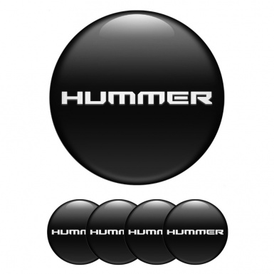 Hummer Stickers for Wheels Center Caps Black Base White Logo Edition