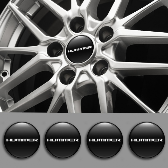 Hummer Stickers for Wheels Center Caps Black Base White Logo Edition ...