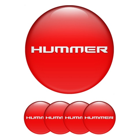 Hummer Emblem for Wheel Center Caps Red Base White Logo Edition