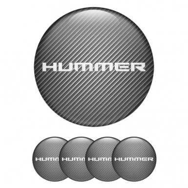 Hummer Center Wheel Caps Stickers Light Carbon Fiber White Logo