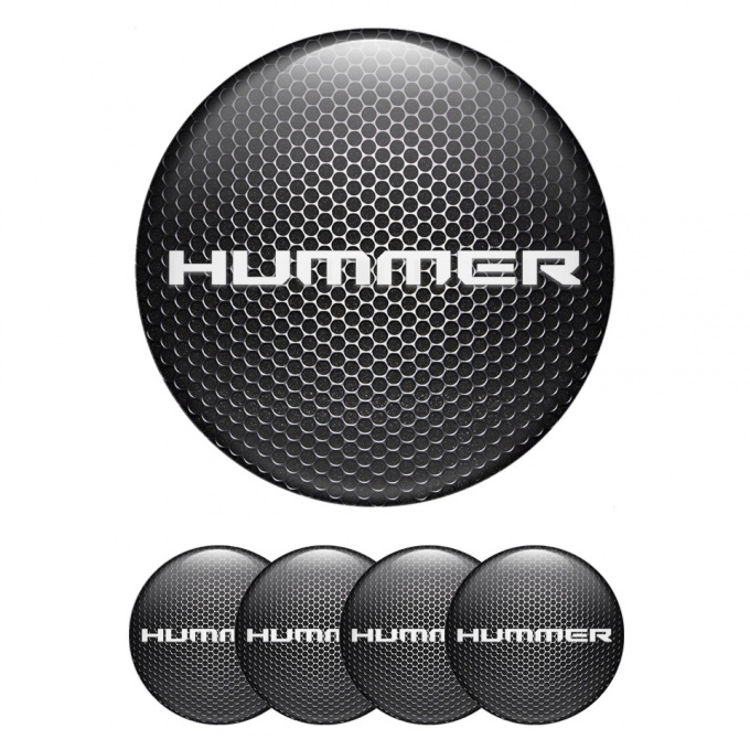 Hummer Emblems for Center Wheel Caps Steel Grate White Logo Design