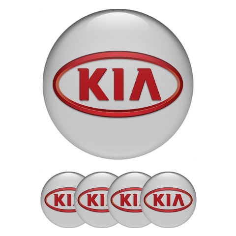 Kia Wheel Emblem for Center Caps Grey Base Red Oval Logo Variant