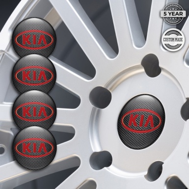 Kia Wheel Emblem for Center Caps Dark Grate Red Oval Logo Variant