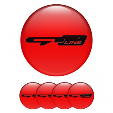 Kia GT Center Wheel Caps Stickers Red Base Black Logo Design
