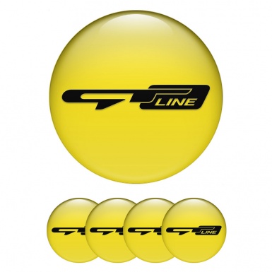 Kia GT Emblems for Center Wheel Caps Yellow Base Black Logo Motif