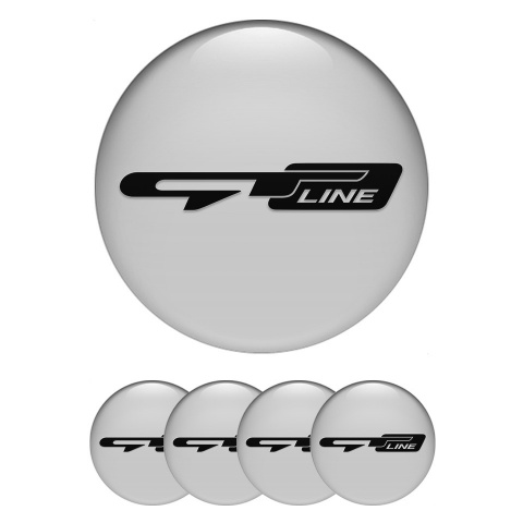 Kia GT Wheel Stickers for Center Caps Grey Base Black Logo Motif