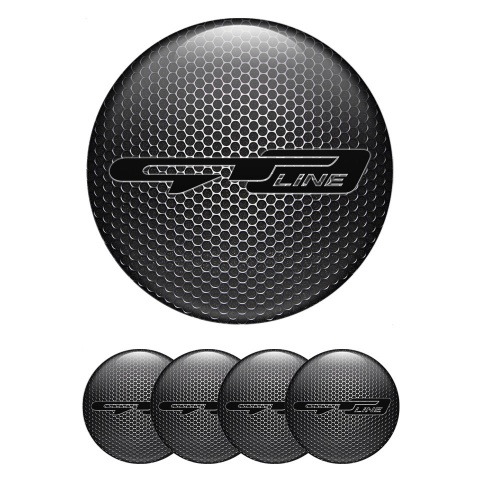Kia GT Silicone Stickers for Center Wheel Caps Steel Grate Black Logo