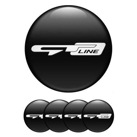 Kia GT Domed Stickers for Wheel Center Caps Black Fill White Logo