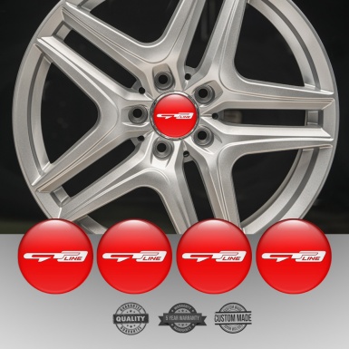 Kia GT Stickers for Wheels Center Caps Red Background White Logo