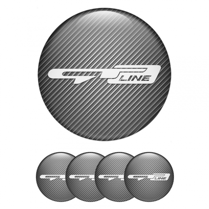 Kia GT Center Wheel Caps Stickers Carbon Fiber White Logo Edition