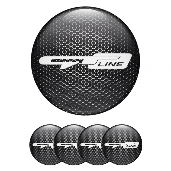 Kia GT Emblems for Center Wheel Caps Dark Steel White Logo Variant