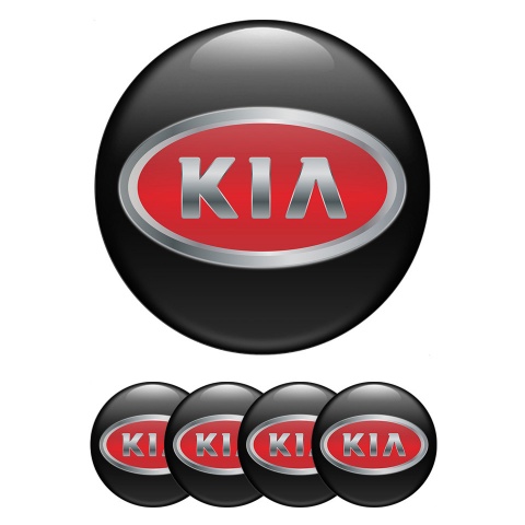 Kia GT Center Wheel Caps Stickers Black Metallic Red Logo Edition