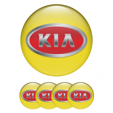 Kia GT Wheel Emblem for Center Caps Yellow Metallic Red Logo Edition