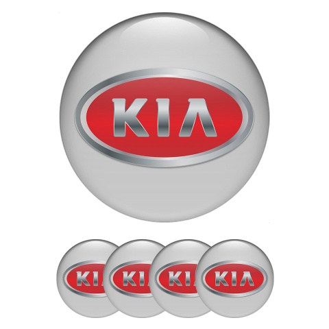 Kia GT Stickers for Wheels Center Caps Grey Steel Effect Red Logo