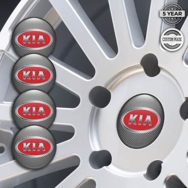 Kia GT Emblem for Wheel Center Caps Carbon Steel Effect Red Logo