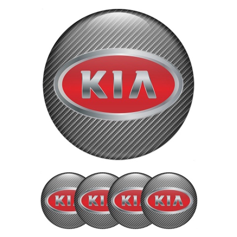 Kia GT Emblem for Wheel Center Caps Carbon Steel Effect Red Logo