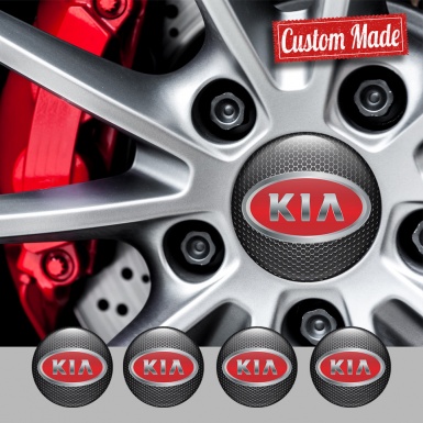 Kia GT Emblem for Center Wheel Caps Dark Mesh Steel Effect Red Logo