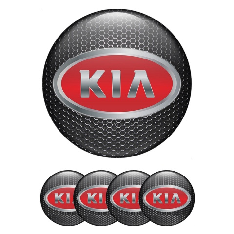 Kia GT Emblem for Center Wheel Caps Dark Mesh Steel Effect Red Logo