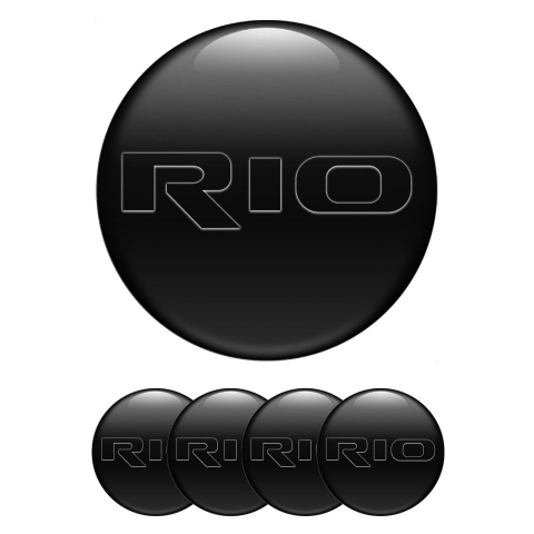 Kia Rio Center Wheel Caps Stickers Black Base Dark Color Logo