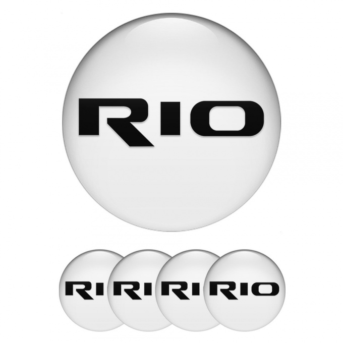 Kia Rio Emblems for Center Wheel Caps White Fill Black Logo Edition