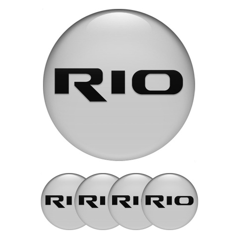 Kia Silicone Stickers for Center Wheel Caps Grey Base Black Logo Design