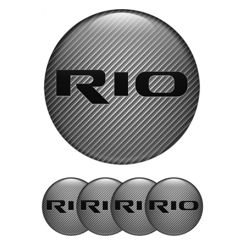 Kia Domed Stickers for Wheel Center Caps Carbon Fiber Black Logo Motif
