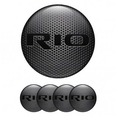 Kia Rio Wheel Emblem for Center Caps Steel Mesh Black Logo Motif