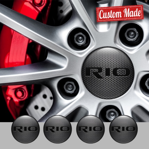 Kia Rio Wheel Emblem for Center Caps Steel Mesh Black Logo Motif