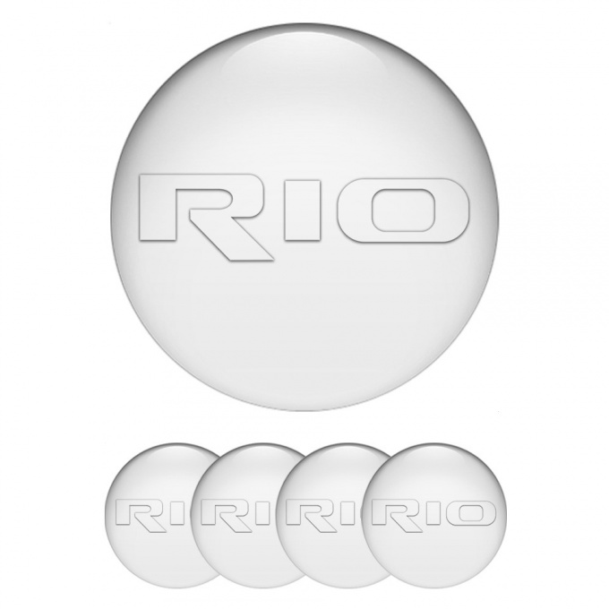 Kia Rio Emblem for Wheel Center Caps White Fill Transparent Logo Motif