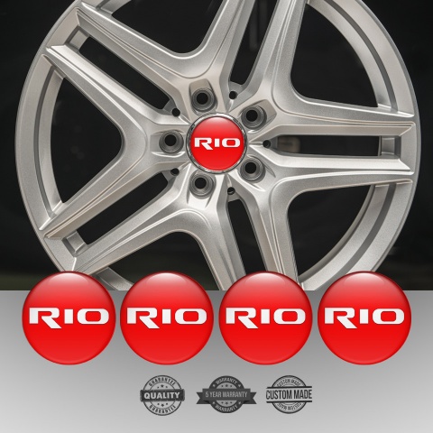 Kia Rio Emblem for Center Wheel Caps Red Fill White Logo Edition