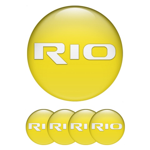 Kia Rio Center Wheel Caps Stickers Yellow Base White Logo Edition