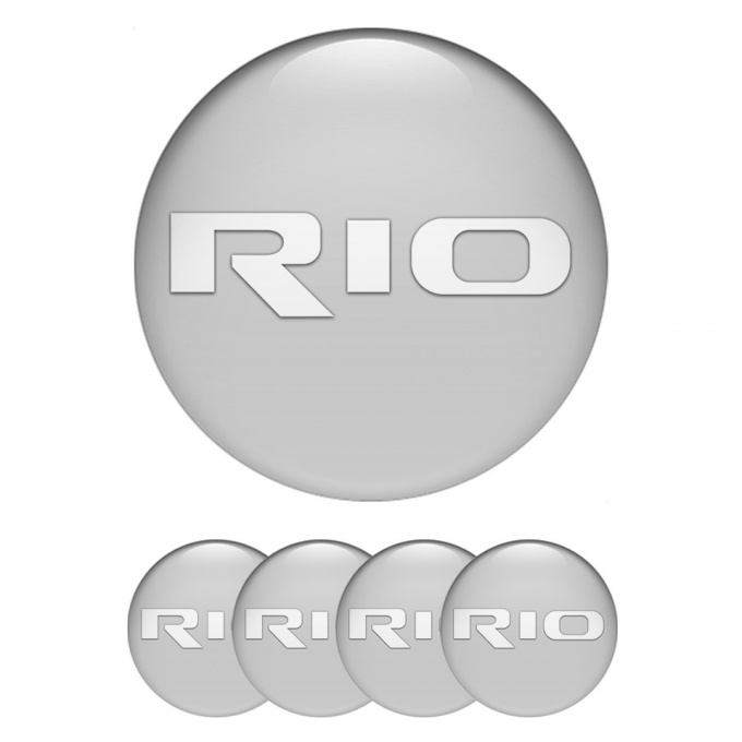 Kia Rio Emblems for Center Wheel Caps Grey Base White Logo Edition