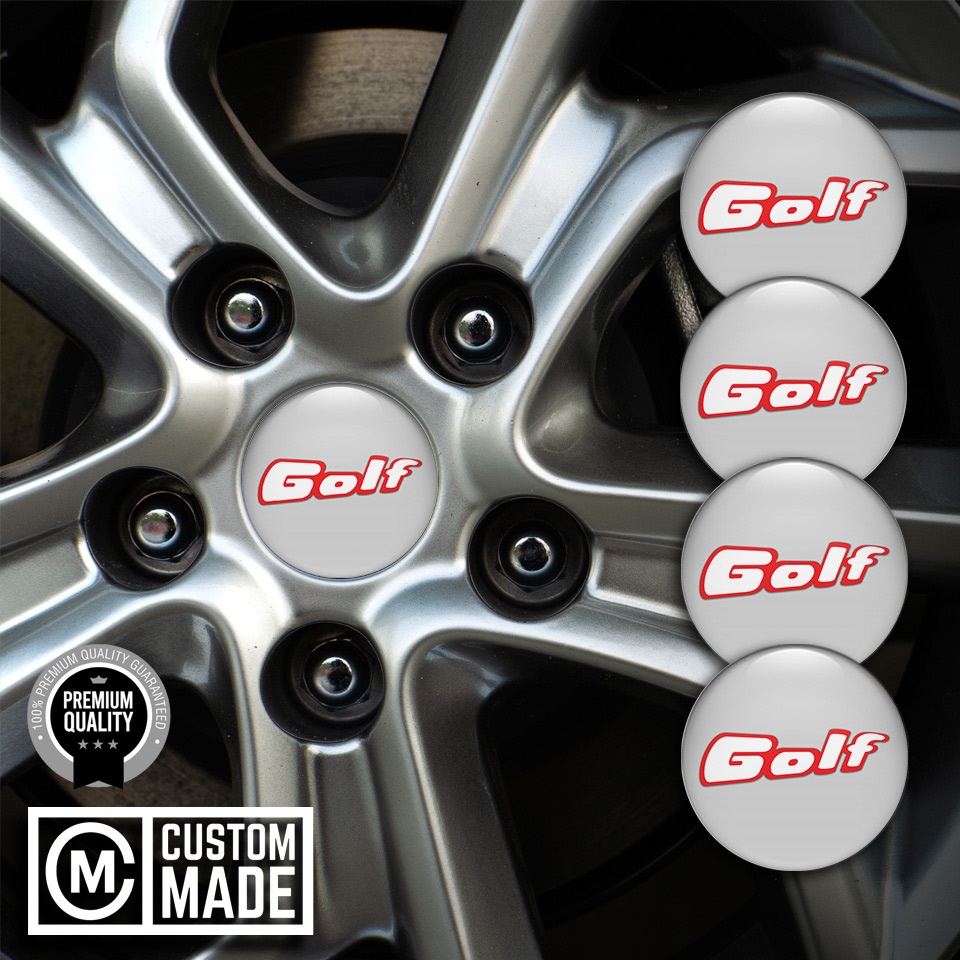 VW Golf Stickers for Wheels Center Caps Grey Base Red Outline Logo ...