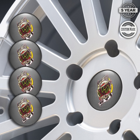 VW GTI Wheel Emblem for Center Caps Carbon Fiber Burning Logo Motif