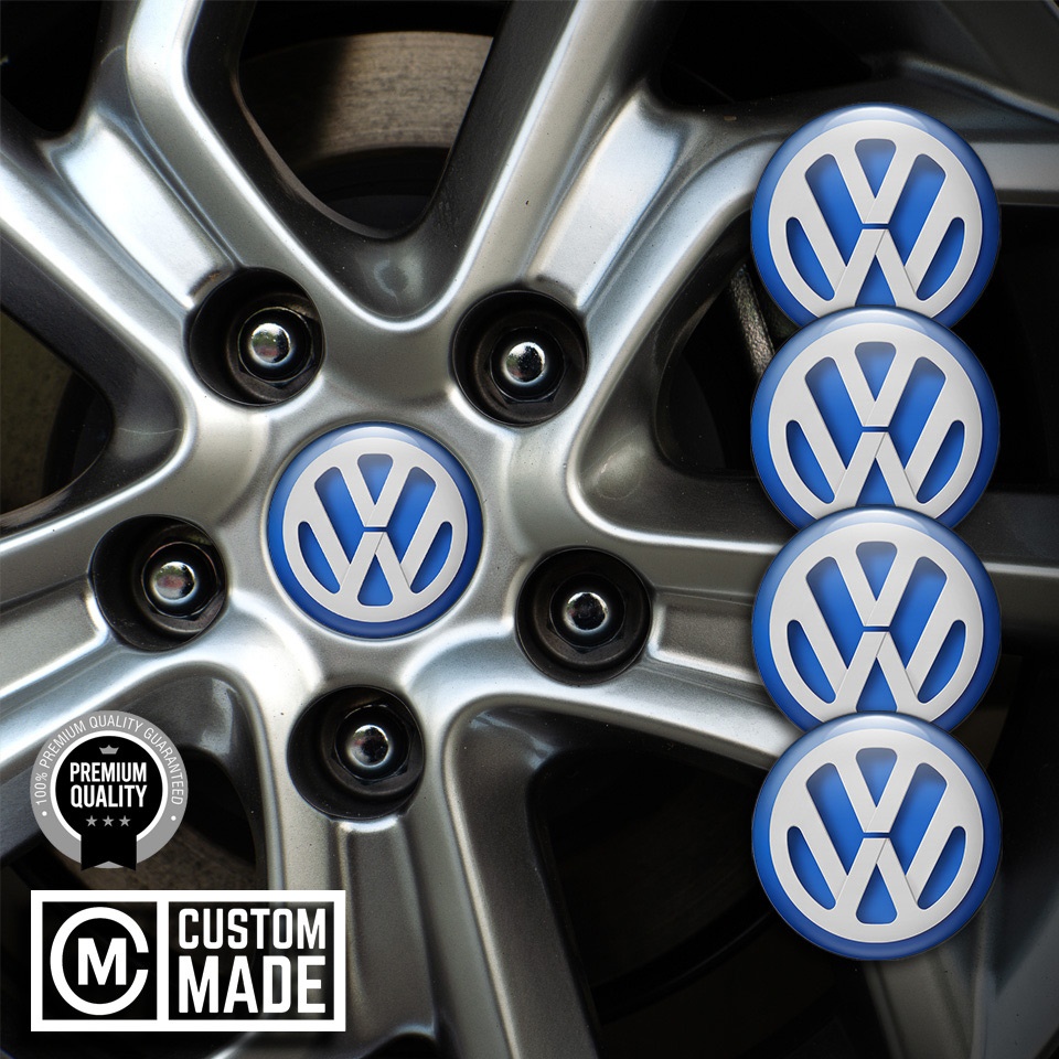 VW Wheel Emblem for Center Caps Blue Ring Light Grey Logo Design ...