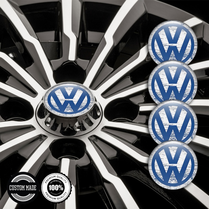 VW Emblem for Wheel Center Caps White Base Blue Grunge Design | Wheel ...