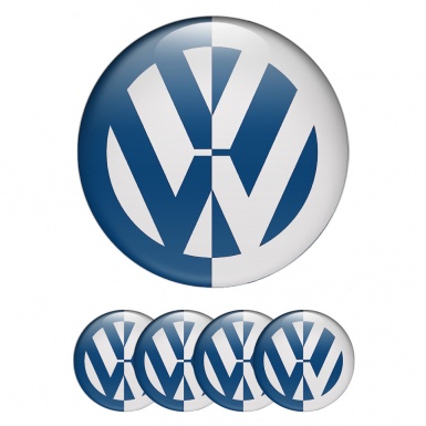 VW Emblem for Center Wheel Caps Blue Base Half Color Logo Design