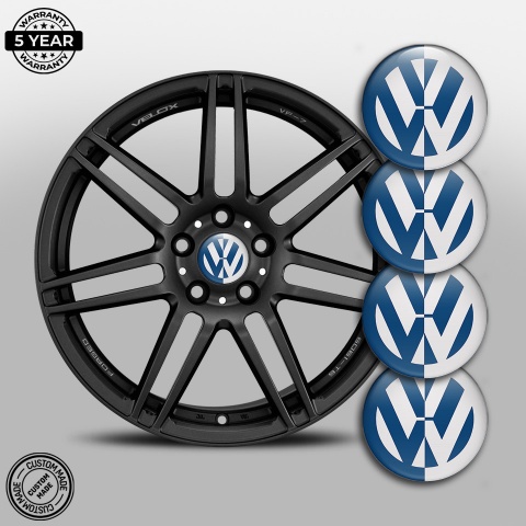 VW Emblem for Center Wheel Caps Blue Base Half Color Logo Design