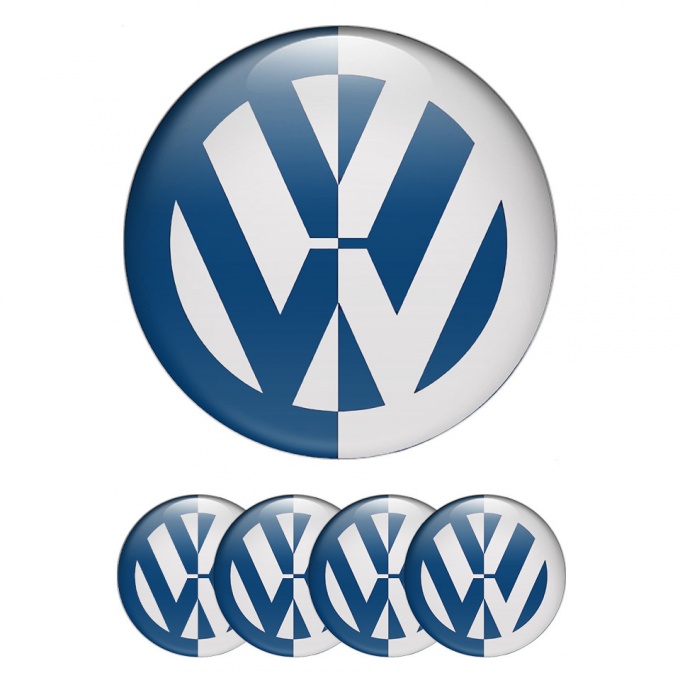 VW Emblem for Center Wheel Caps Blue Base Half Color Logo Design