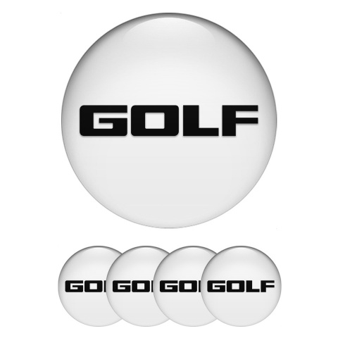 VW Golf Wheel Stickers for Center Caps White Base Black Logo Design