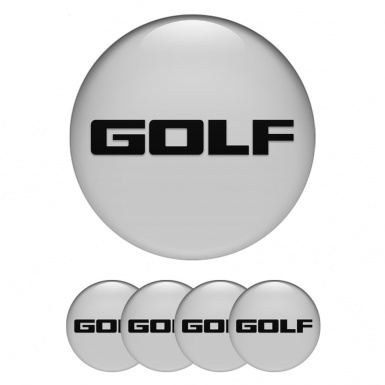 VW Golf Silicone Stickers for Center Wheel Caps Grey Base Black Logo