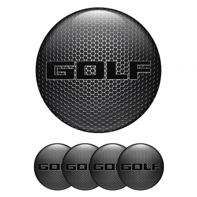 VW Golf Wheel Emblem for Center Caps Dark Grate Black Logo Edition
