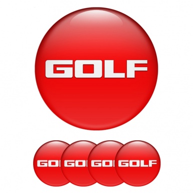 VW Golf Emblem for Center Wheel Caps Red Fill White Logo