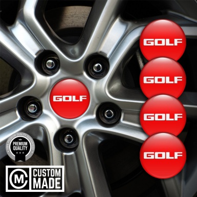 VW Golf Emblem for Center Wheel Caps Red Fill White Logo