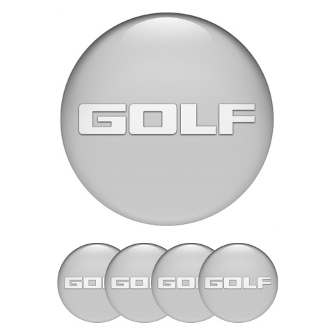 VW Golf Emblems for Center Wheel Caps Grey Fill White Logo