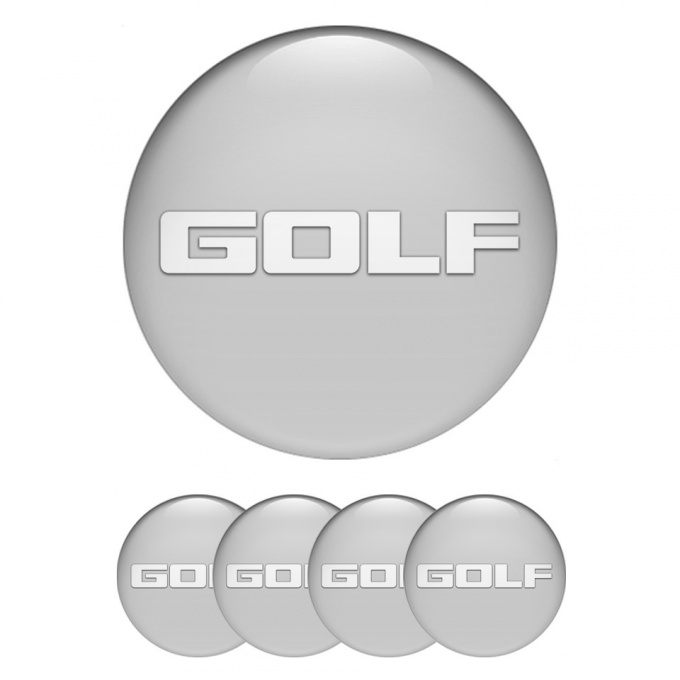 VW Golf Emblems for Center Wheel Caps Grey Fill White Logo