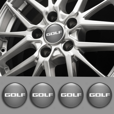 VW Golf Wheel Stickers for Center Caps Carbon Fiber White Logo Design