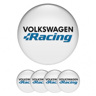 VW Stickers for Wheels Center Caps White Blue Racing Logo