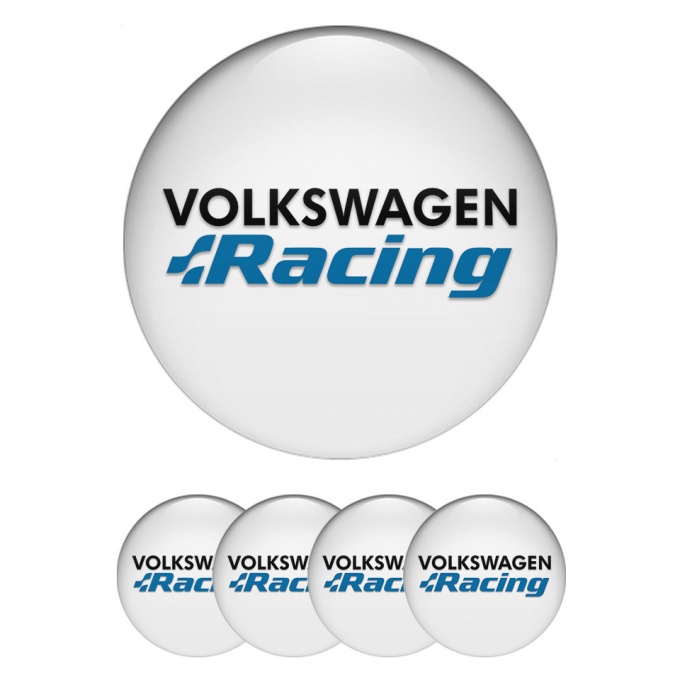 VW Stickers for Wheels Center Caps White Blue Racing Logo